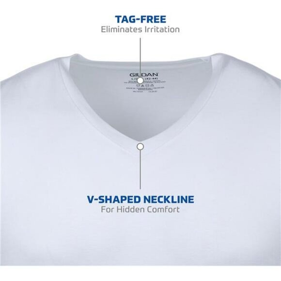 Gildan Mens V Neck T Shirts Pack Moisture Wicking Cotton Tagless Undershirts - Picture 3 of 7